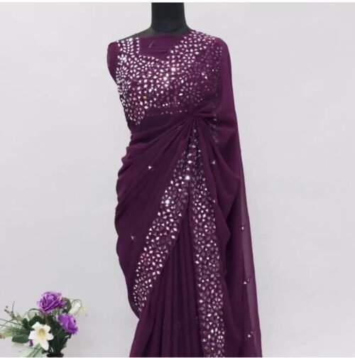 Mira - Georgette saree with original mirror work