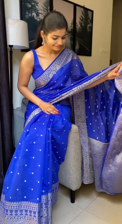 Semi georgette silk - Royal blue - Image 2