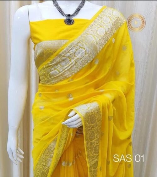 Semi georgette silk - Maroon/Mango - Image 3