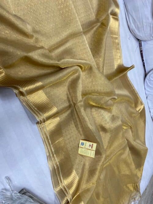 Golden Tussar tissue butti silk