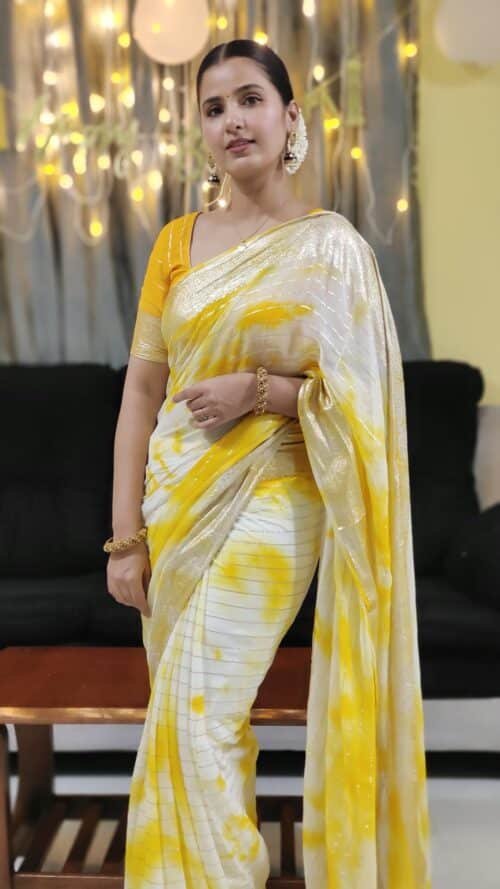 Premium Georgette saree - yellow Ombre