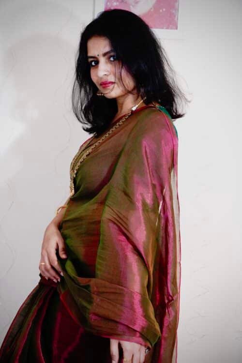 Khadi tissue silk - Magenta - Image 2